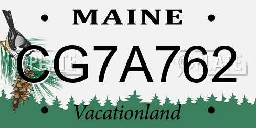 CG7A762 Maine License Plate