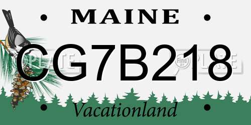 CG7B218 Maine License Plate