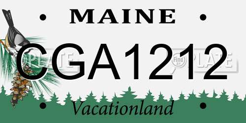 CGA1212 Maine License Plate