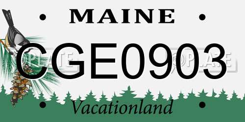 CGE0903 Maine License Plate