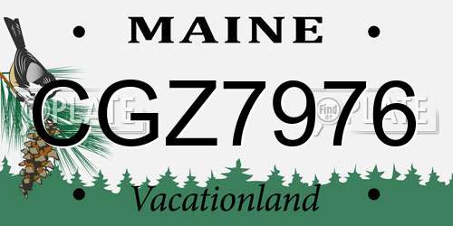 CGZ7976 Maine License Plate