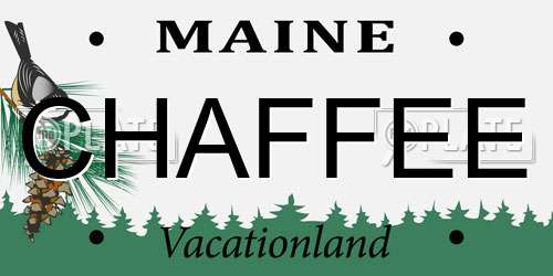 CHAFFEE Maine License Plate