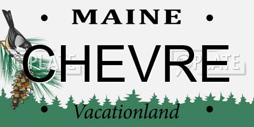 CHEVRE Maine License Plate