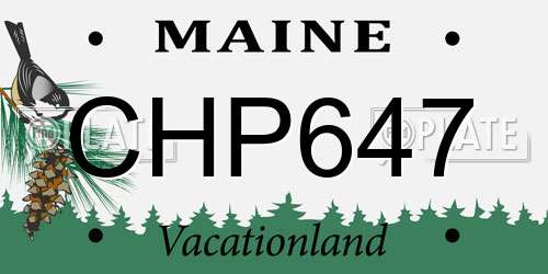 CHP647 Maine License Plate