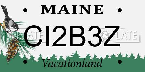 CI2B3Z Maine License Plate