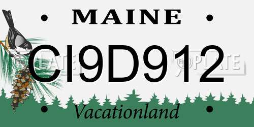 CI9D912 Maine License Plate
