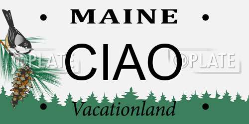 CIAO Maine License Plate