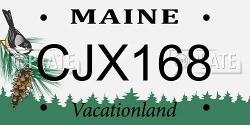 CJX168 Maine License Plate