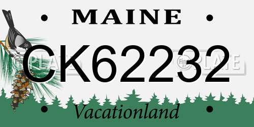 CK62232 Maine License Plate
