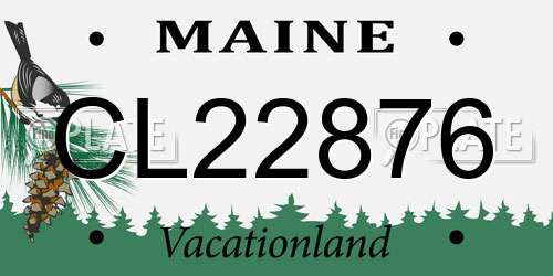 CL22876 Maine License Plate