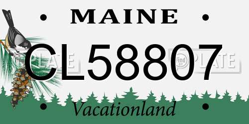 CL58807 Maine License Plate