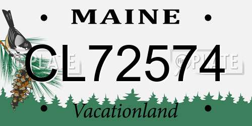 CL72574 Maine License Plate