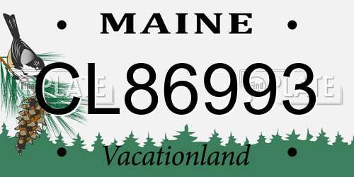 CL86993 Maine License Plate