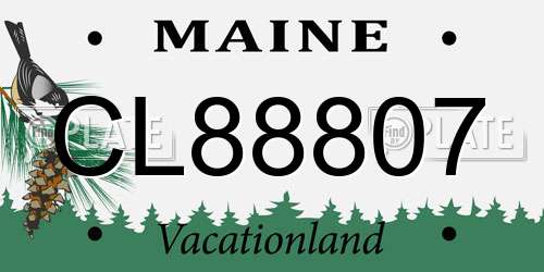 CL88807 Maine License Plate
