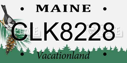 CLK8228 Maine License Plate