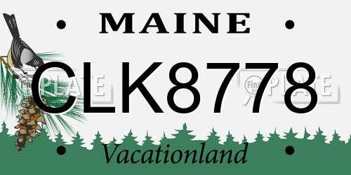 CLK8778 Maine License Plate