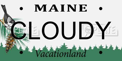 CLOUDY Maine License Plate