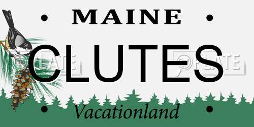 CLUTES Maine License Plate