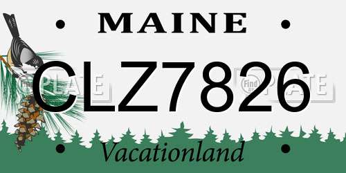 CLZ7826 Maine License Plate