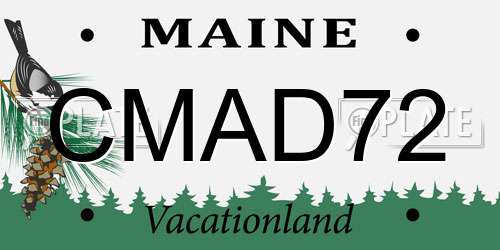 CMAD72 Maine License Plate