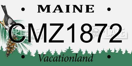 CMZ1872 Maine License Plate