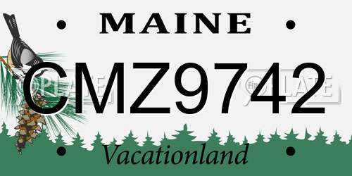 CMZ9742 Maine License Plate