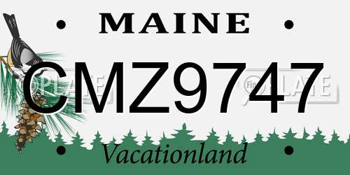 CMZ9747 Maine License Plate