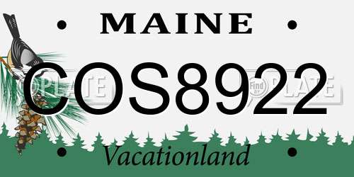 COS8922 Maine License Plate