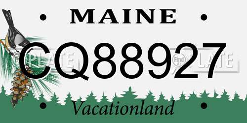 CQ88927 Maine License Plate