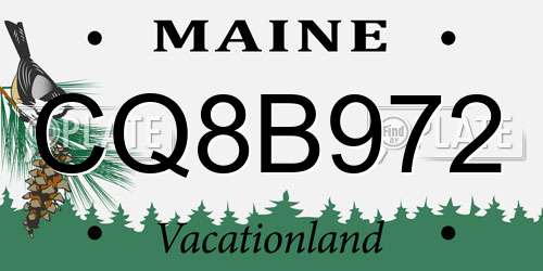 CQ8B972 Maine License Plate