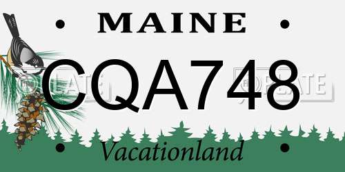 CQA748 Maine License Plate