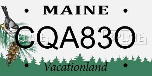 CQA83O Maine License Plate