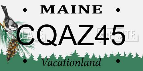 CQAZ45 Maine License Plate