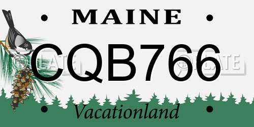 CQB766 Maine License Plate