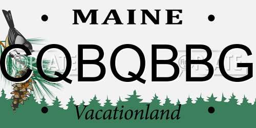CQBQBBG Maine License Plate