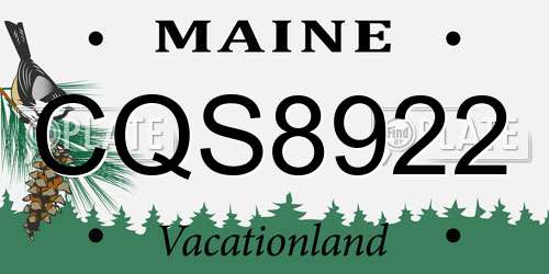 CQS8922 Maine License Plate