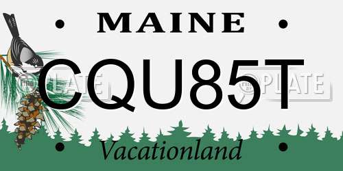 CQU85T Maine License Plate
