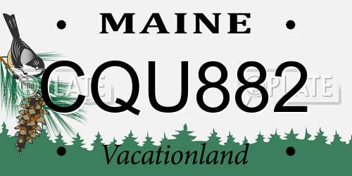 CQU882 Maine License Plate