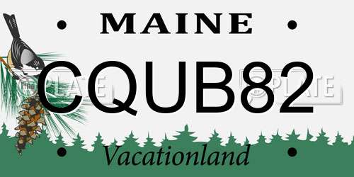 CQUB82 Maine License Plate
