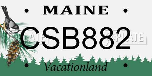 CSB882 Maine License Plate