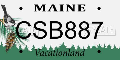CSB887 Maine License Plate
