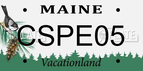 CSPE05 Maine License Plate