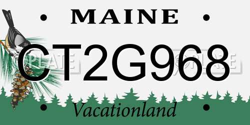 CT2G968 Maine License Plate