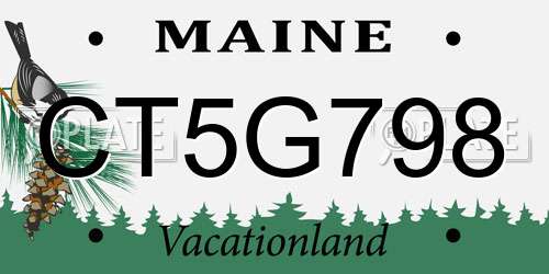 CT5G798 Maine License Plate