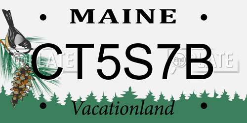 CT5S7B Maine License Plate