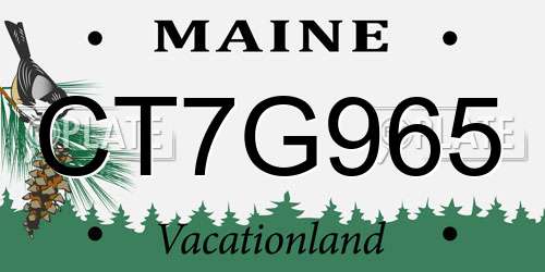 CT7G965 Maine License Plate