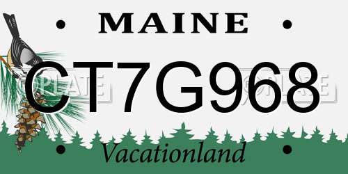 CT7G968 Maine License Plate