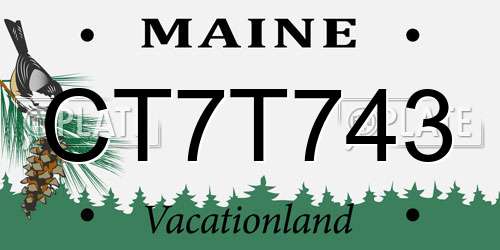 CT7T743 Maine License Plate