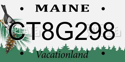CT8G298 Maine License Plate