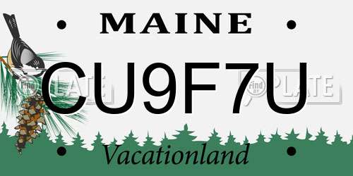 CU9F7U Maine License Plate